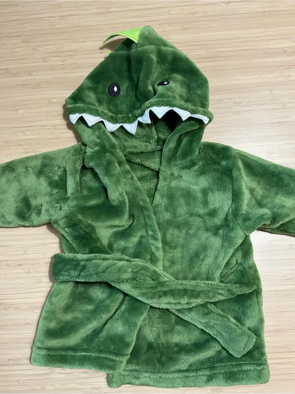 Green Dino Hooded Robe 0-9mo